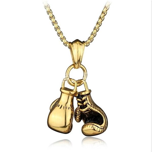 

pendant necklaces men's necklace chain stylish foxtail dookie boxing gloves european hip-hop hip hop alloy bl, Silver