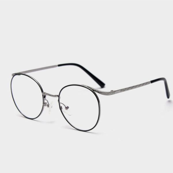 

fashion sunglasses frames vintage luxury anti blue light metal optical round glasses men women computer eyeglasses 50383, Black