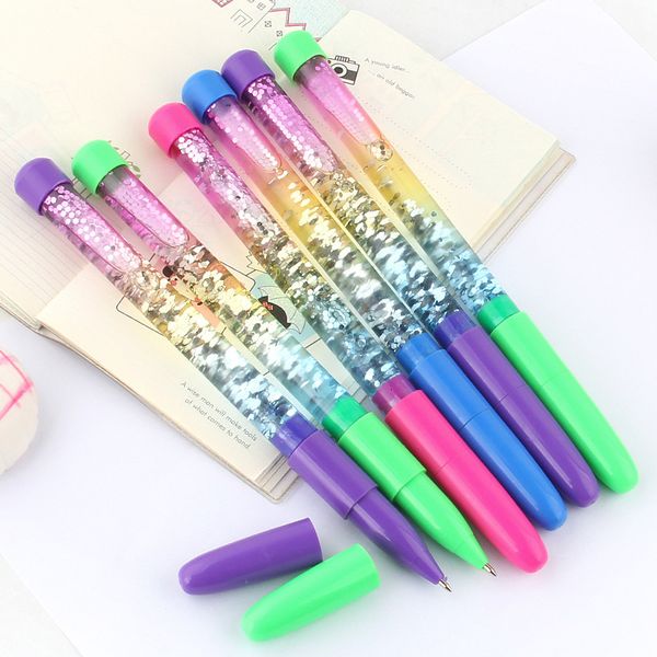 

pen strange golden scallion color flash chalk quicksand liquid blue ball point student toy fairy