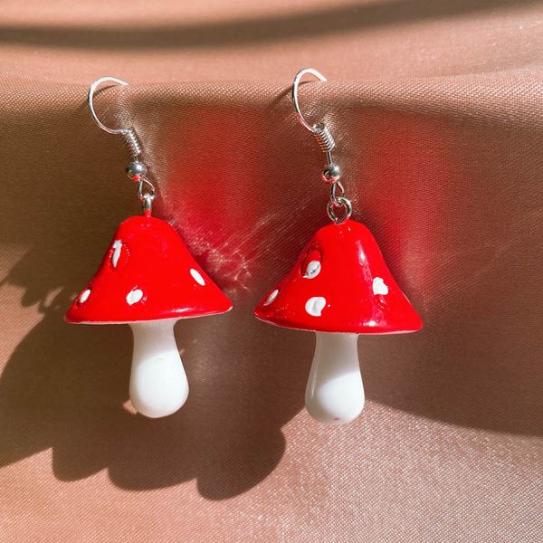 

acrylic mushroom earring long pendant drop for girls women children birthday gift jewelry party, Silver