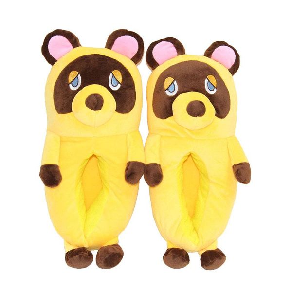 

winter women slippers home fashion cute cartoon raccoon plush tndoor non-slip shoes warm cotton, Black