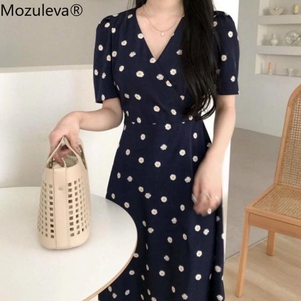 

ethnic clothing daisy short vestidos little painted dress blue v summer korea women midi neck vintage south sleeve a-line, Red