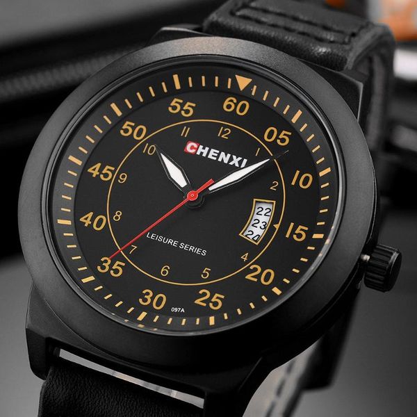 

wristwatches chenxi brand quartz watch men leather watchband casual business mans watches retro strap waterproof wristwatch male gift natate, Slivery;brown
