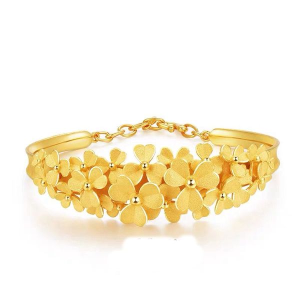 Bracciale rigido con motivo a foglia di cuore Bracciale rigido da donna in oro giallo 18 carati con regalo di lusso