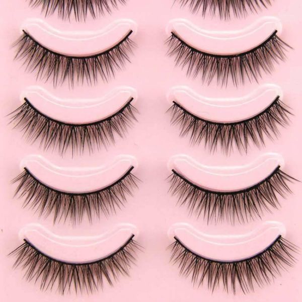 

pairs of handmade 3d false eyelashes natural cross short five makeup tools1