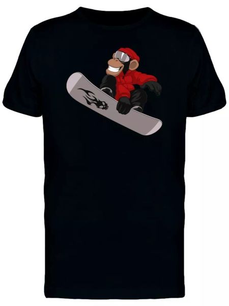 

chimpanzee snowboarder men's tee -image by shutterstock, White;black
