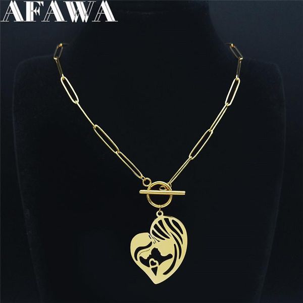 

mom and baby stainlessÂ steel punk neckless gold color family choker necklace jewelry cadena acero inoxidable n520s01 pendant necklaces, Silver