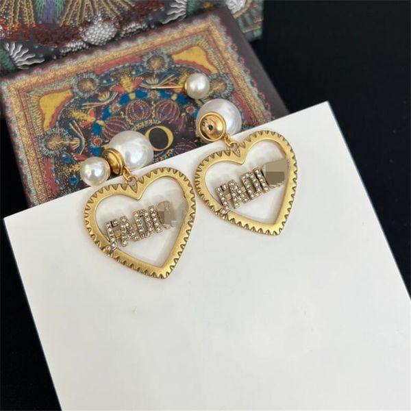 

gold plated designer letters stud long earring crystal geometric luxury brand women rhinestone pearl wedding party jewerlry accessories, Silver