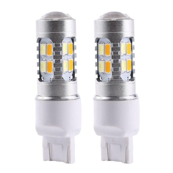 

emergency lights 1 pair super bright dual-color white & amber switchback 20-smd-5630 led bulbs turn signal light