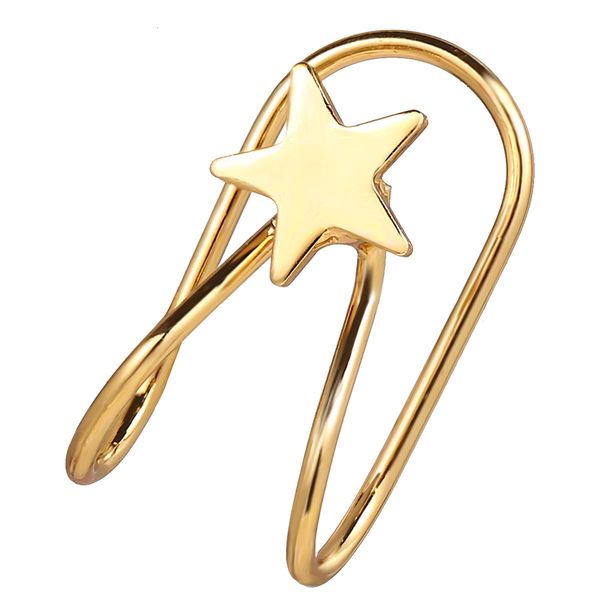 

5776 gold star ear clip, Golden;silver
