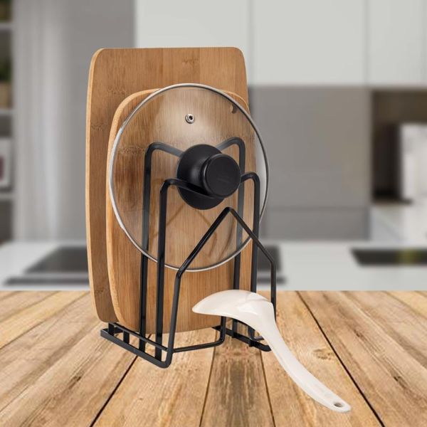 

kitchen storage & organization pot lid holder rack shelf stand multi layer space saving rustproof cutting board practical organizer iron art