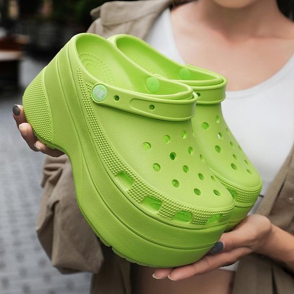 

slippers 2021 summer ladies thick-soled hole shoes comfortable and wear-resistant increased simple fashionable, Black