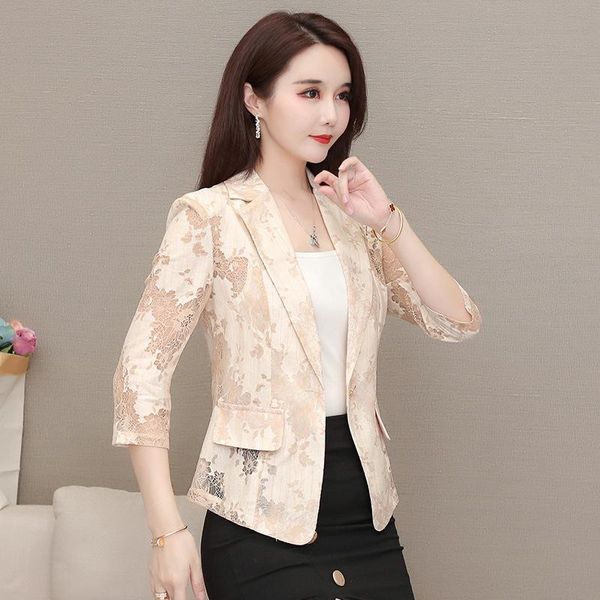 

women's suits & blazers medium sleeve thin suit coat 2021 spring and summer korean fashion style slim casual lace small, White;black