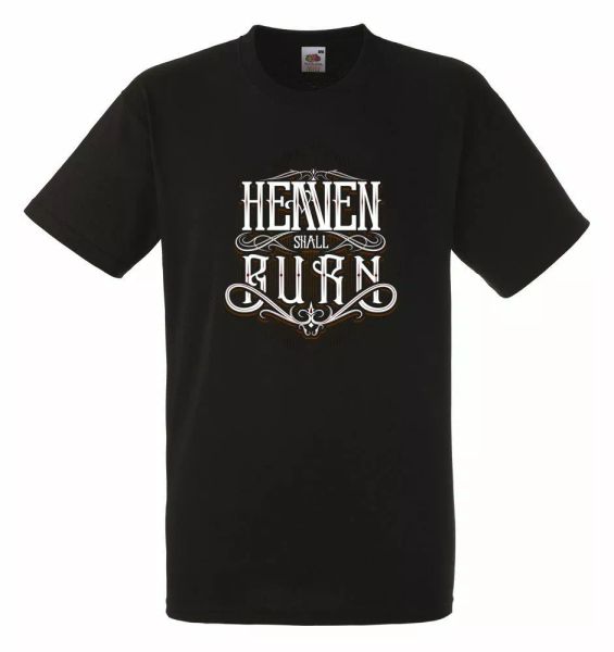 

heaven shall burn logo black mens t-shirt men rock band tee shirt, White;black