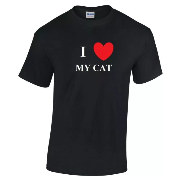 

i heart my cat gift love t-shirt black white cotton shirt s - 5xl, White;black