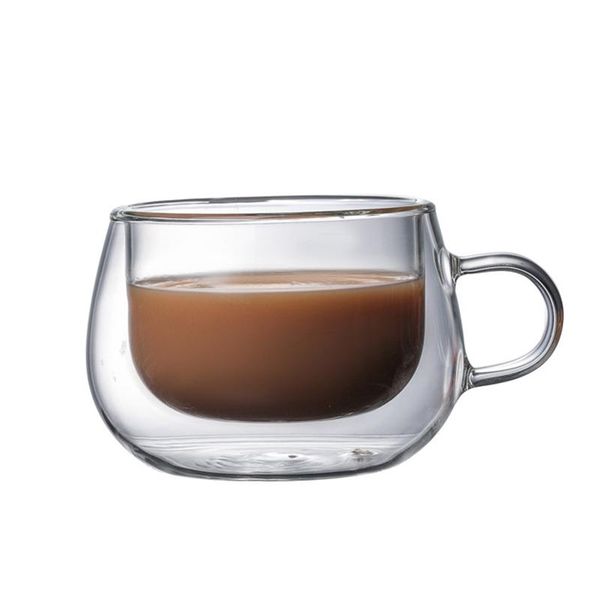 

double-layer transparent heat resistant glass coffee cup with handle adw889 wine glasses