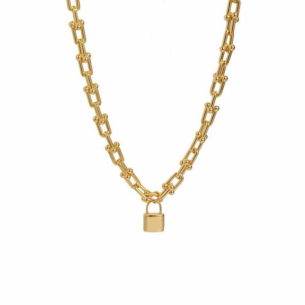 

chains 2021 luxury jewelry lock pendant necklace for women as gift, Silver