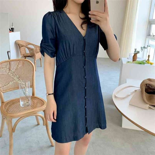 

plus size summer dress girls boho party button female vintage shirts olid blue short sleeve women es robe vestido 210423, Black;gray