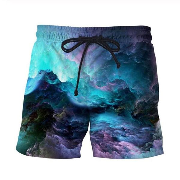

green casual shorts funny cool blue galaxy summer classic sweatpants fitness short jogger mesh breathable trousers men's, White;black