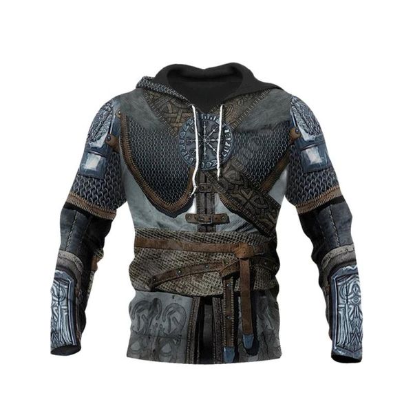 

men's hoodies & sweatshirts hoodie street fashion spring and autumn 3d printed viking mythology pattern casual comfortable loose oversi, Black