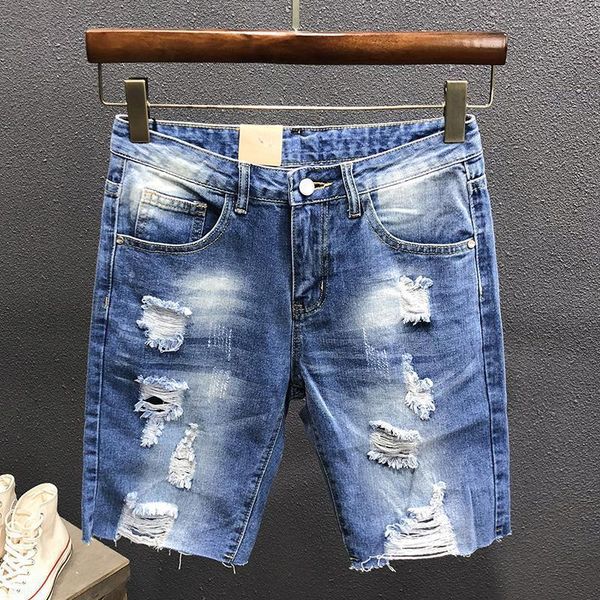 

men's jeans summer jean shorts for men retro broken outdoor leisure shopping business comfort breathable large size short, Blue