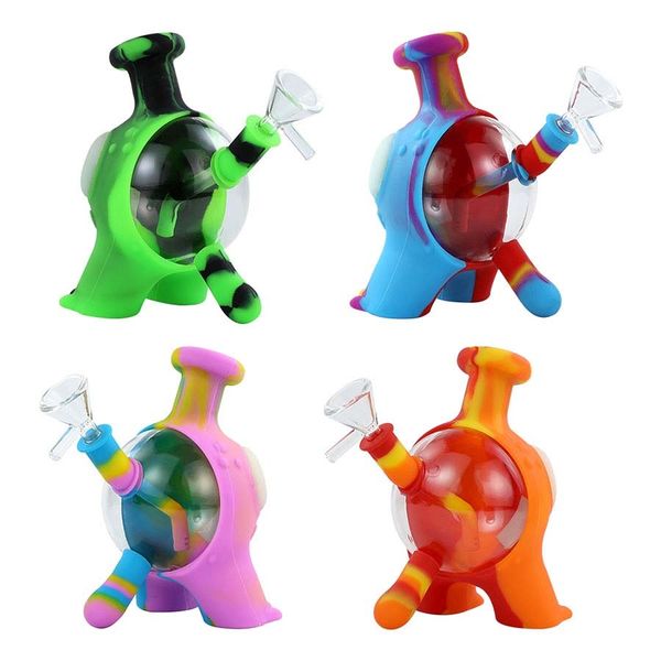 Hookahs Três pernas monstro cachimbo de silicone de cachimbo de água com tigela de vidro Acessórios para fumantes de água da mangueira de tigela de vidro