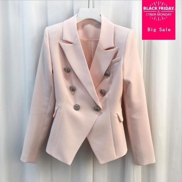 

fashion women blazer 2021 autumn personality designer jacket metal buttons double breasted outwear l1205 women's suits & blazers, White;black
