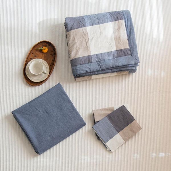 

comforters & sets cotton yarn-dyed air conditioner quilt/summer cool quilt four-piece washed summer large blue