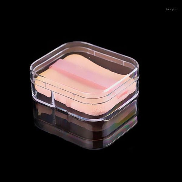 

portable clear storage box powder puff holder necklace ring organizer rectangle case sponge1