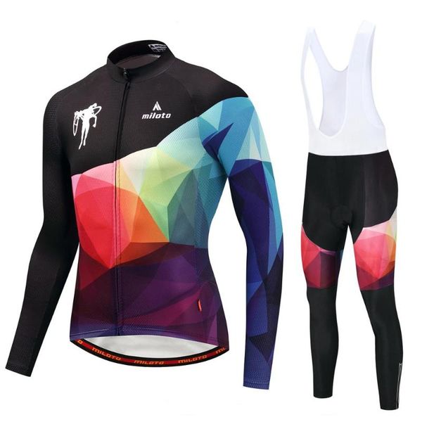 

racing sets brand anti-uv cycling jersey set breathable long sleeve bike clothing mountain bicycle wear clothes, Black;blue