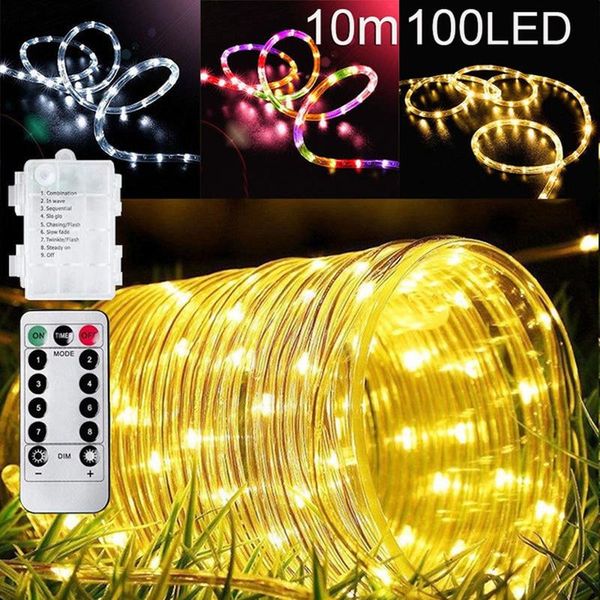 

strings battery string lights waterproof led fairy outdoor wedding/party garden decoration rope tube 7 /12m 100 garland lamp
