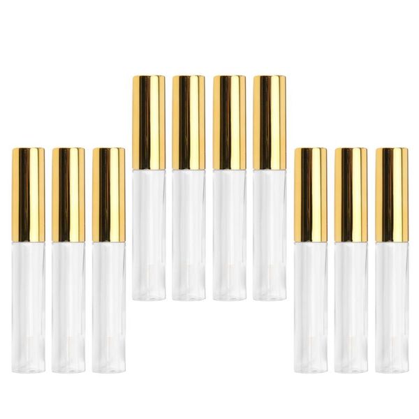 

storage bottles & jars 10pcs 10ml labial glair circular tubes empty lip gloss tube body bottle for female (golden)