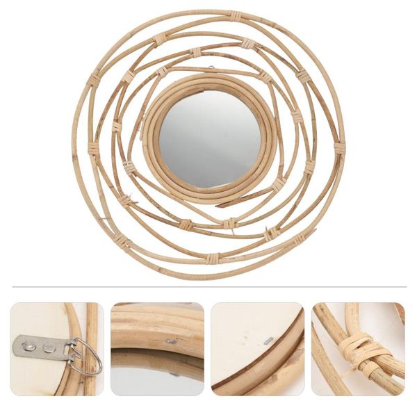 

mirrors 1pc creative wall hanging mirror living room chic wicker for home khaki