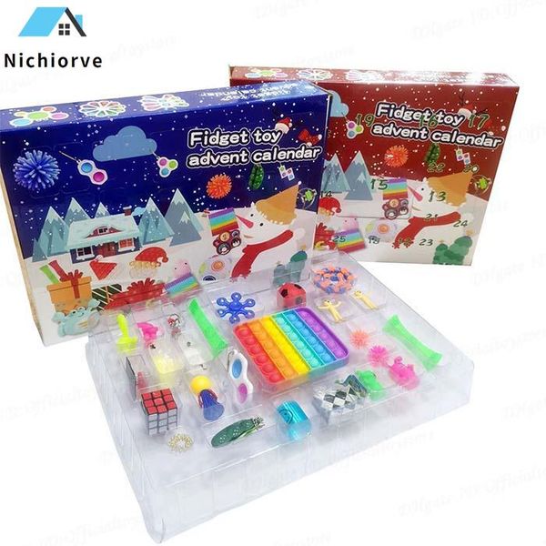 

fast delivery fidget toys christmas blind box 24 days advent calendar christmas kneading music gift box christmas countdown 2021 kids gifts