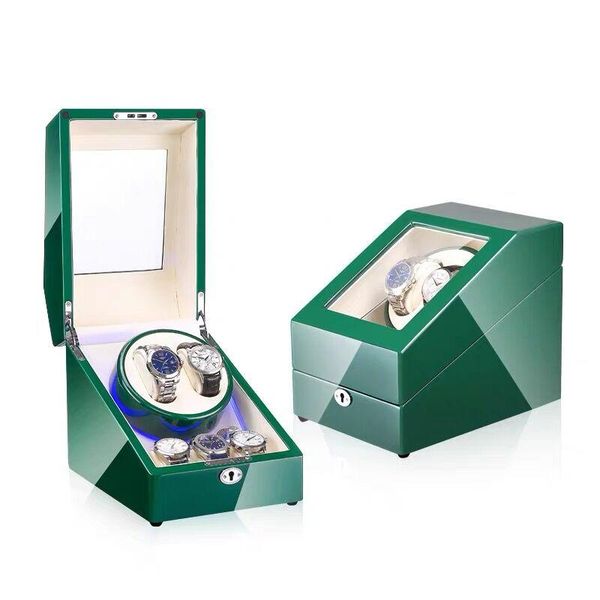 

2+3 carbon fiber leather automatic watch winder rotator holder display motor shaker box mover winding remontoir watchwinder boxes & cases, Black;blue