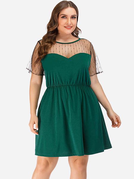 

women's plus size hy863011# large lace patchwork solid color