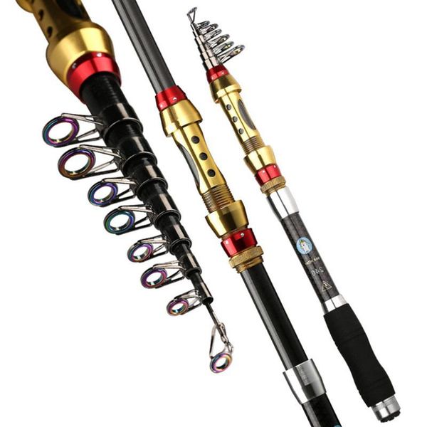 

1.8-3.6m portable gold fiber super hard carbon spinning fishing rod sea pole stick travel vara de pesca carp boat rods