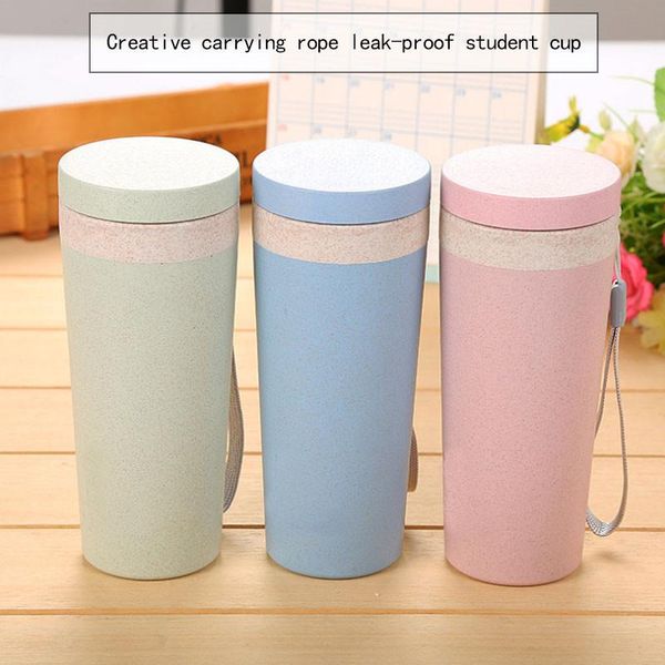 

water bottles portable double-layer environmental protection cup with rope and leak-proof student 300ml