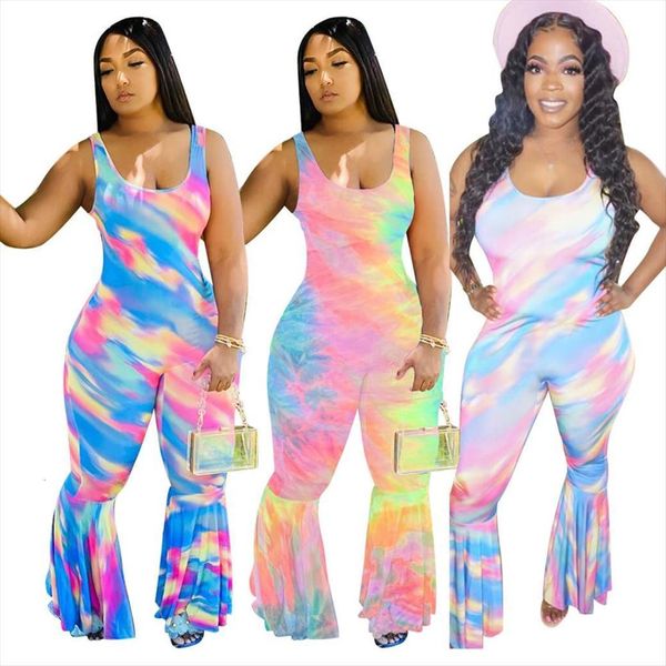 

summer sleeveless tie dye print women romper high waist night club party bandage one piece outfits jumpsuit, Black;white
