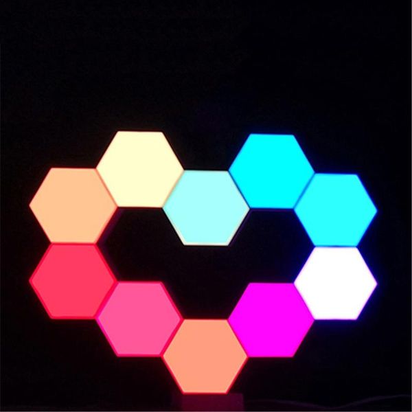 

night lights led hexagon light modular remote control aurora wall game lamp creative home decor color flash heads