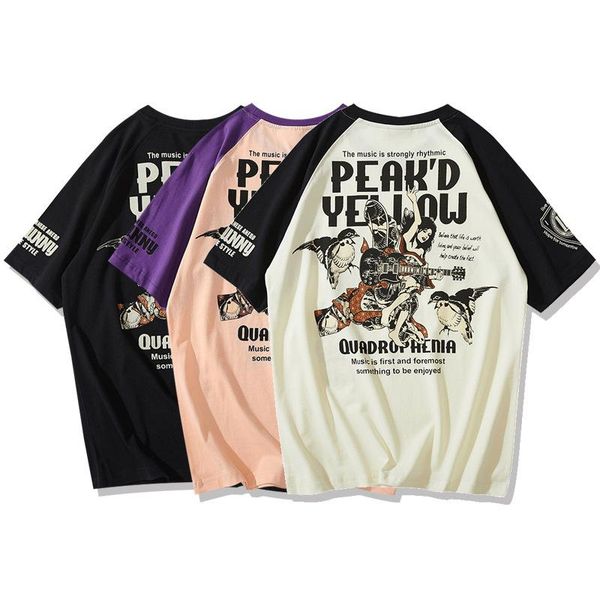 

men's t-shirts japanese style creative printing streetwear short sleeve tees summer 2021 quality 100% cotton fashion t shirt men m-3xl, White;black