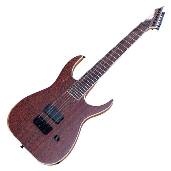 Fábrica Outlet-7 Strings Guitarra Elétrica Marrom Vermelha com Tinta Matte, Rosewood Fretboard, 24 Fretes, Cor personalizada / Logotipo Disponível