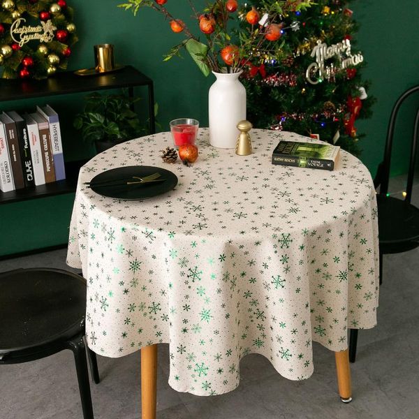 

table cloth christmas cotton dinning tablecloth japanese red gilded snowflake print xmas party cover decoration