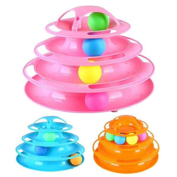 

pet cat 4-layer turntable toy kitten funny exercise ball interactive for home garden colorful plastic scratch tools toys