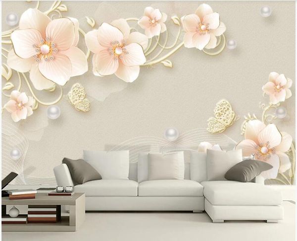 

custom po mural 3d wallpaper european style embossed jewelry flower home decor living room for walls 3 d in rolls wallpapers