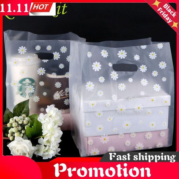 

50pcs lovely floral plastic gift bags carry bag shopping christmas baby shower party favor cake wrapping pouches wrap