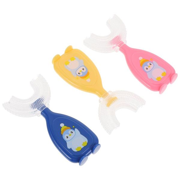

smart electric toothbrush 3pcs silicone children toothbrushes lovely cartoon penguin (assorted color)