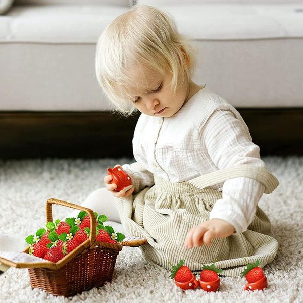 

party decoration 40 pieces plastic red fake strawberries arrangements vase fillers pography artificial strawberry lifelike fruit