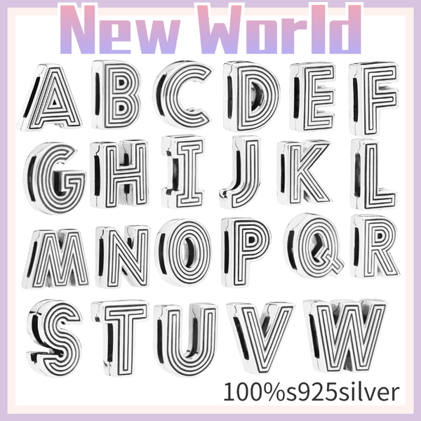

other 100% real 925 sterling silver letter alphabet a-z charm name beads fit original bracelet pendant diy jewelry