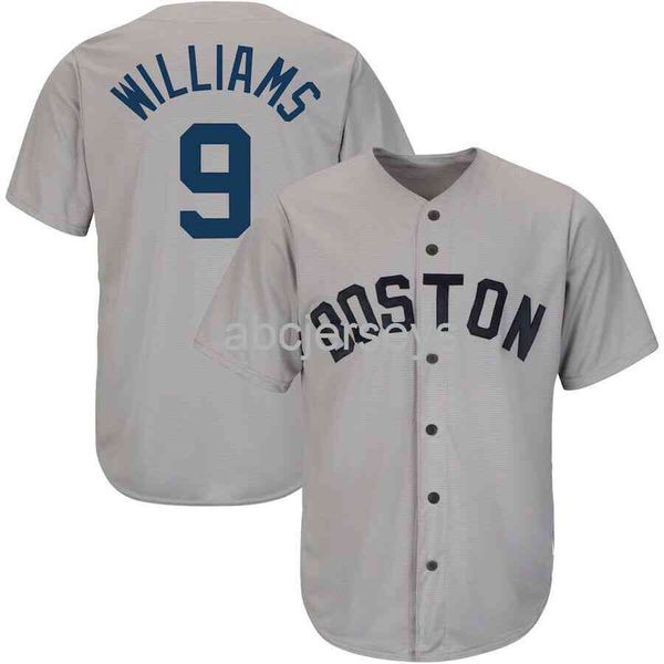 

men women kids ted williams #9 gray baseball jersey xs-6xl embroidery new baseball jerseys, Black